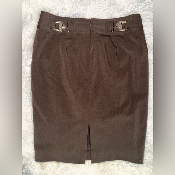 New INC International Buckled Concept Brown Regular Fit Pencil Skirt, Size 2P. - Picture 5 of 6